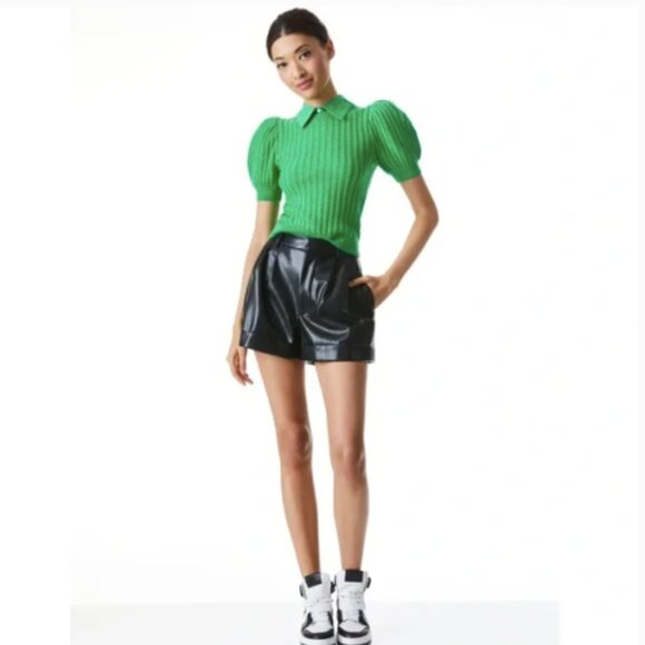 Alice + Olivia Green Puff Sleeve Sweater - Picture 2 of 7